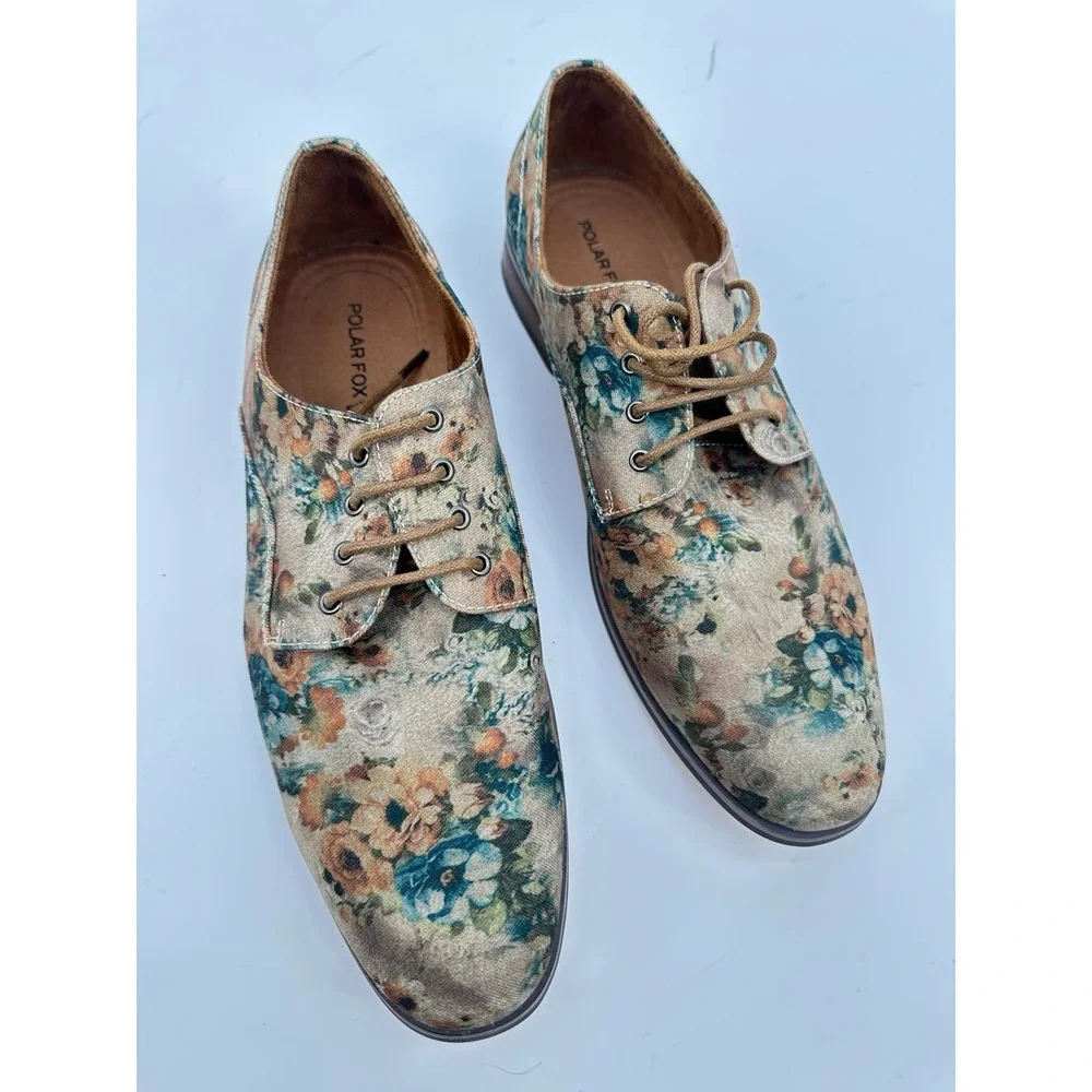 Polar Fox Paco Floral Derby Oxford Dress Shoes Modern Dandy Artcore Men Sz 10